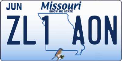 MO license plate ZL1A0N