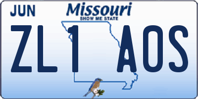 MO license plate ZL1A0S