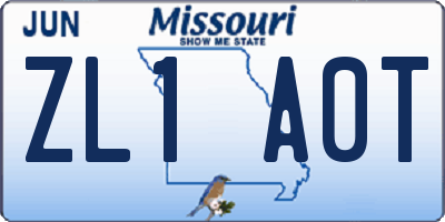 MO license plate ZL1A0T