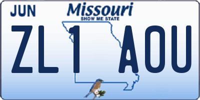 MO license plate ZL1A0U