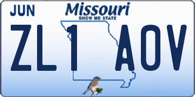 MO license plate ZL1A0V
