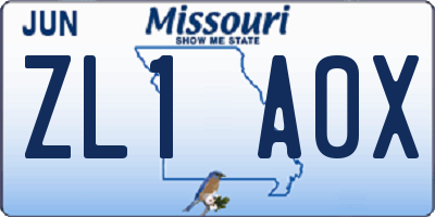 MO license plate ZL1A0X