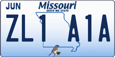 MO license plate ZL1A1A