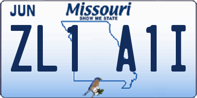 MO license plate ZL1A1I
