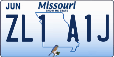 MO license plate ZL1A1J