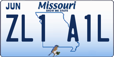 MO license plate ZL1A1L