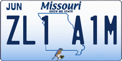 MO license plate ZL1A1M