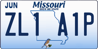 MO license plate ZL1A1P
