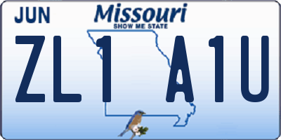 MO license plate ZL1A1U