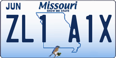 MO license plate ZL1A1X