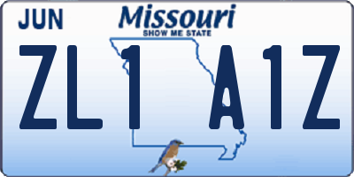 MO license plate ZL1A1Z