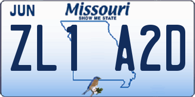 MO license plate ZL1A2D