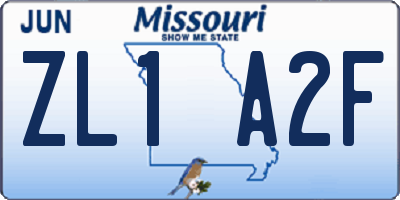 MO license plate ZL1A2F