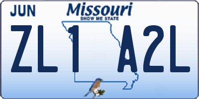 MO license plate ZL1A2L