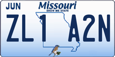 MO license plate ZL1A2N