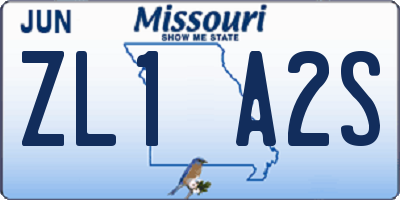 MO license plate ZL1A2S