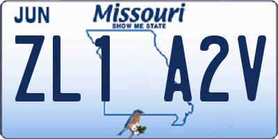 MO license plate ZL1A2V