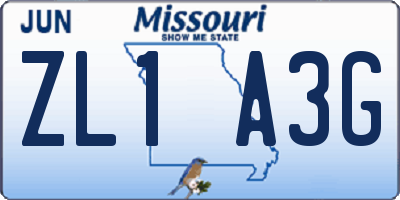 MO license plate ZL1A3G