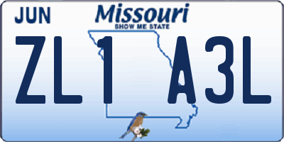 MO license plate ZL1A3L