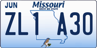 MO license plate ZL1A3O