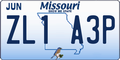 MO license plate ZL1A3P