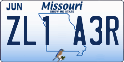 MO license plate ZL1A3R