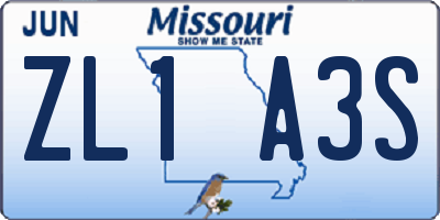 MO license plate ZL1A3S