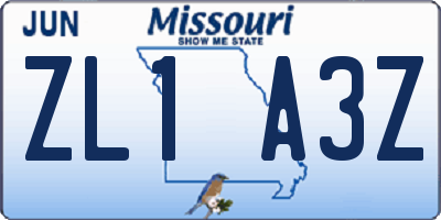 MO license plate ZL1A3Z