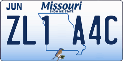MO license plate ZL1A4C