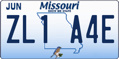 MO license plate ZL1A4E