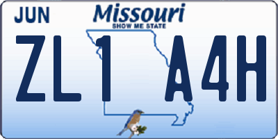 MO license plate ZL1A4H