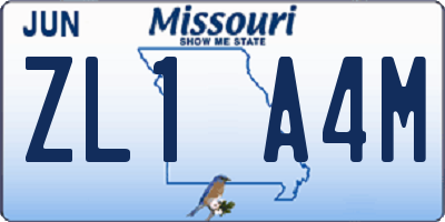 MO license plate ZL1A4M