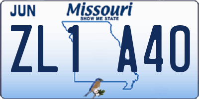 MO license plate ZL1A4O