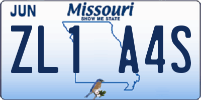 MO license plate ZL1A4S