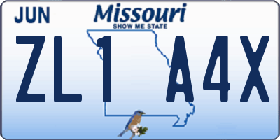 MO license plate ZL1A4X
