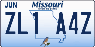 MO license plate ZL1A4Z