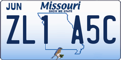 MO license plate ZL1A5C