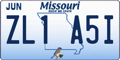 MO license plate ZL1A5I
