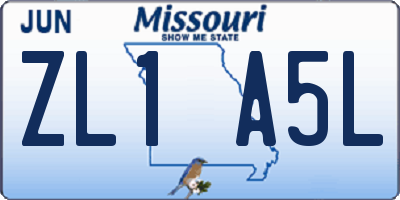 MO license plate ZL1A5L