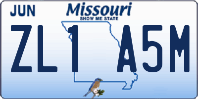 MO license plate ZL1A5M