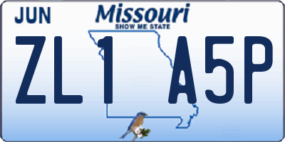 MO license plate ZL1A5P