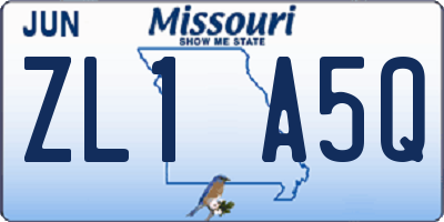 MO license plate ZL1A5Q