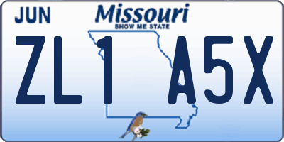 MO license plate ZL1A5X