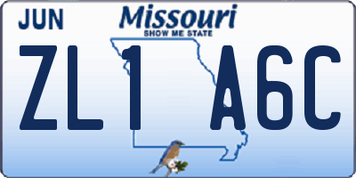 MO license plate ZL1A6C