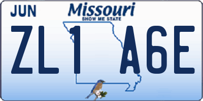 MO license plate ZL1A6E