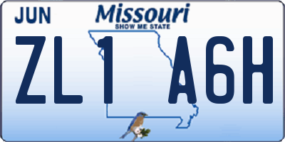 MO license plate ZL1A6H