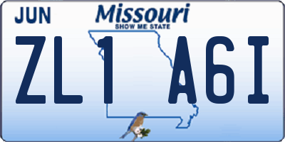 MO license plate ZL1A6I