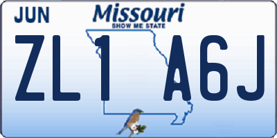 MO license plate ZL1A6J