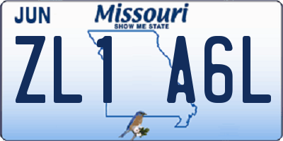 MO license plate ZL1A6L
