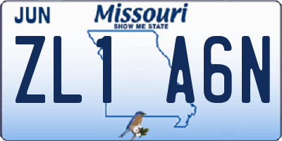 MO license plate ZL1A6N